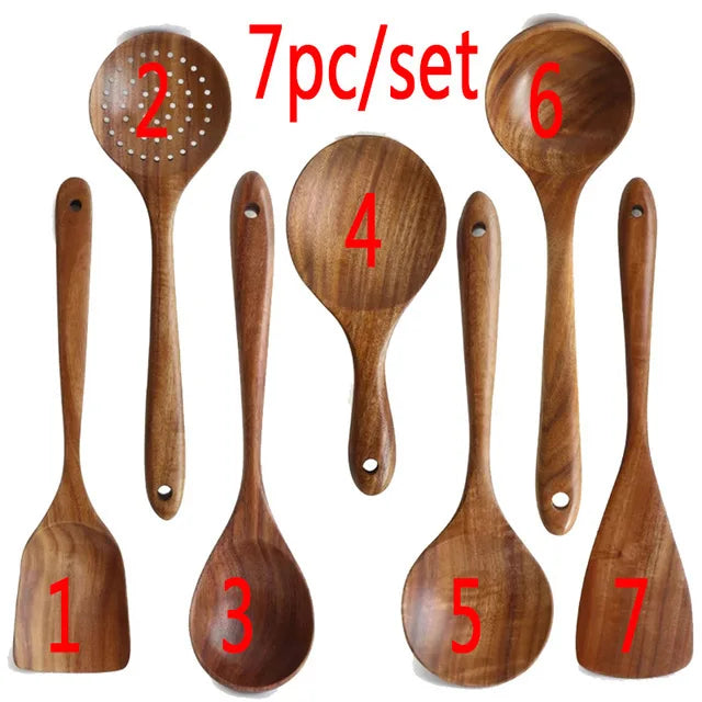 Hearthwood 1-9Pcs Teak Wooden Cooking Utensil Set