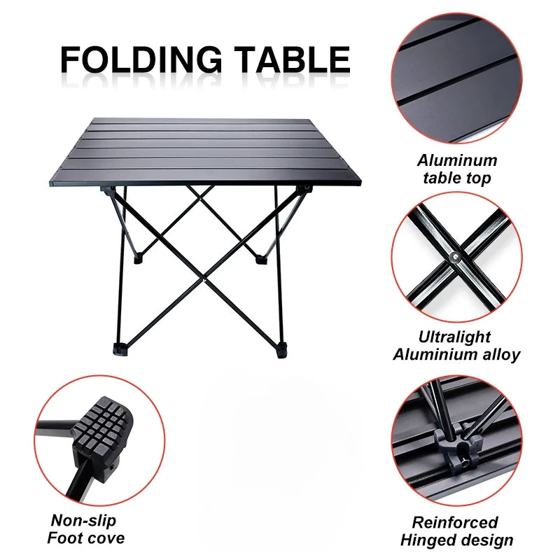 RidgeLine Low Folding Aluminum Camp Table — 22 × 16 in