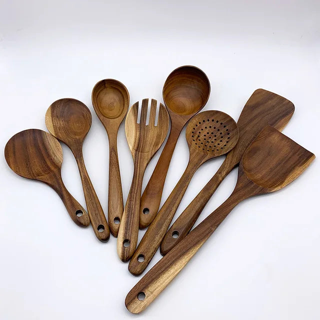 Hearthwood 1-9Pcs Teak Wooden Cooking Utensil Set