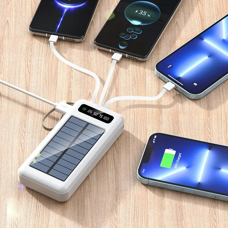 Solar Power Bank 20000mAh with Built-In Cables | Clarion Camping