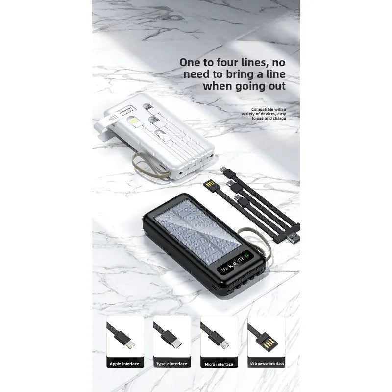 Solar Power Bank 20000mAh with Built-In Cables | Clarion Camping