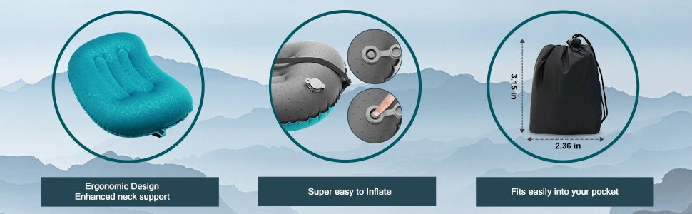 ClarionSleep Ultralight Inflatable Camping Pillow | 3.9 oz, Adjustable Firmness