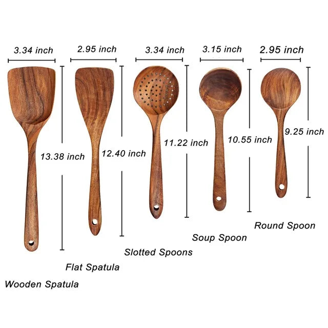 Hearthwood 1-9Pcs Teak Wooden Cooking Utensil Set