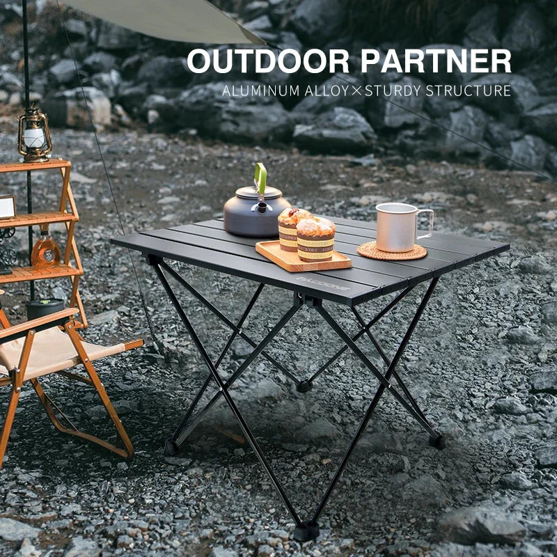 RidgeLine Low Folding Aluminum Camp Table — 22 × 16 in