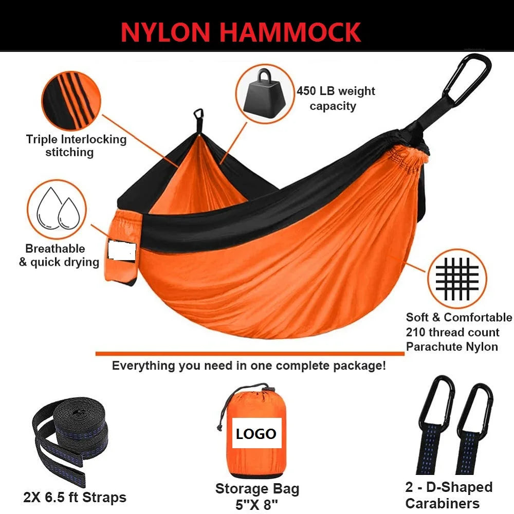 NightHaven 2-Person Camping Hammock + Tree Straps | 210T Parachute Nylon