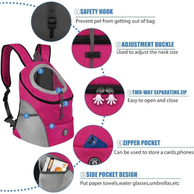 TrailPup Pet Carrier Backpack | Front Pack for Small Dogs & Cats, Reflective Strips