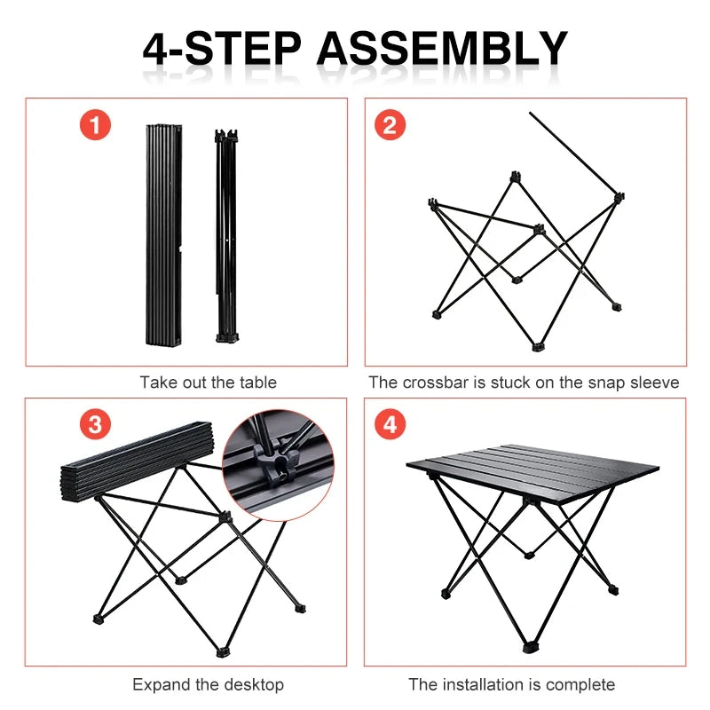 RidgeLine Low Folding Aluminum Camp Table — 22 × 16 in