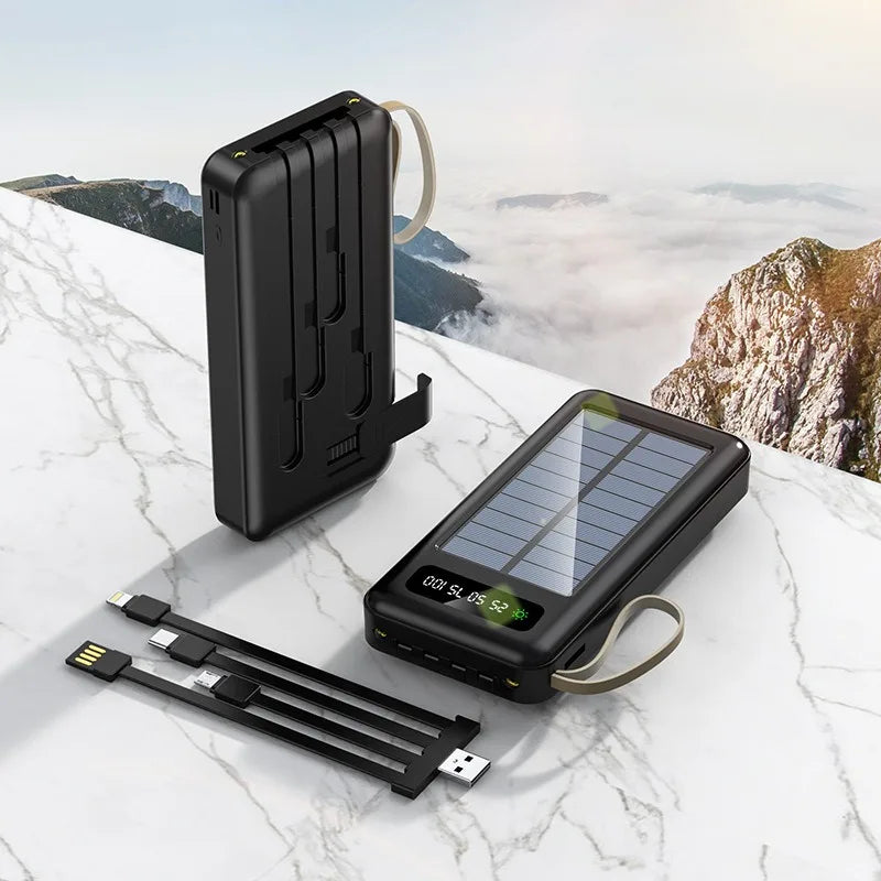 Solar Power Bank 20000mAh with Built-In Cables | Clarion Camping