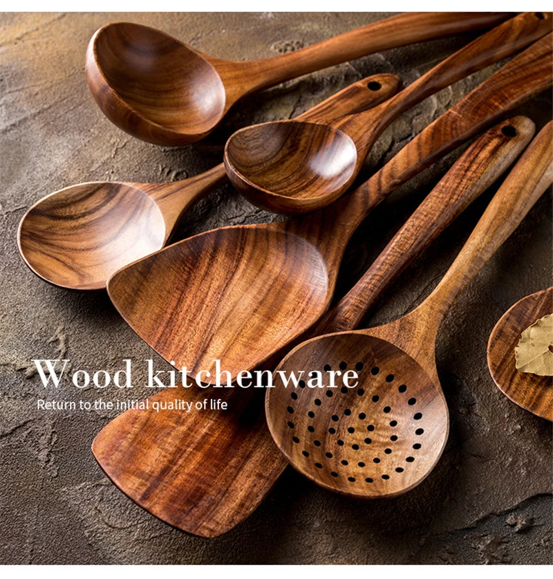 Hearthwood 1-9Pcs Teak Wooden Cooking Utensil Set