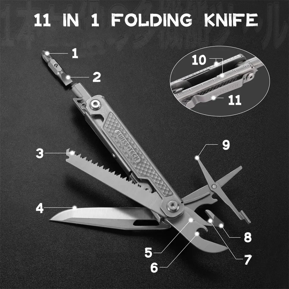11-in-1 Mini Multi-Tool | Folding Knife, Scissors & Screwdrivers