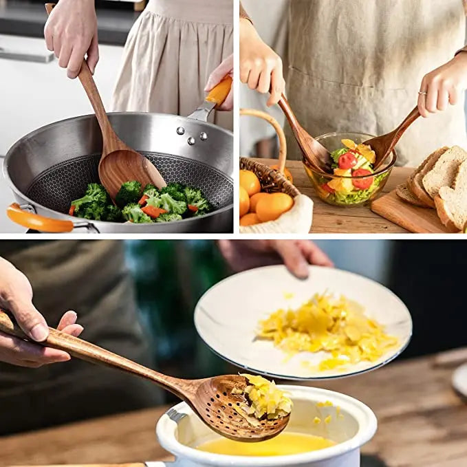 Hearthwood 1-9Pcs Teak Wooden Cooking Utensil Set