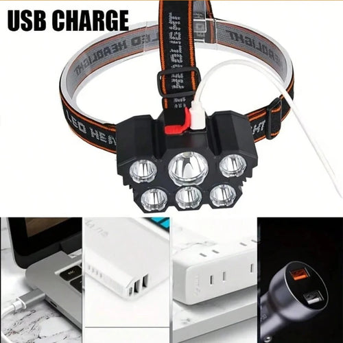 ClarionBeam Rechargeable LED Headlamp — 6 LEDs, 3 Brightness Modes