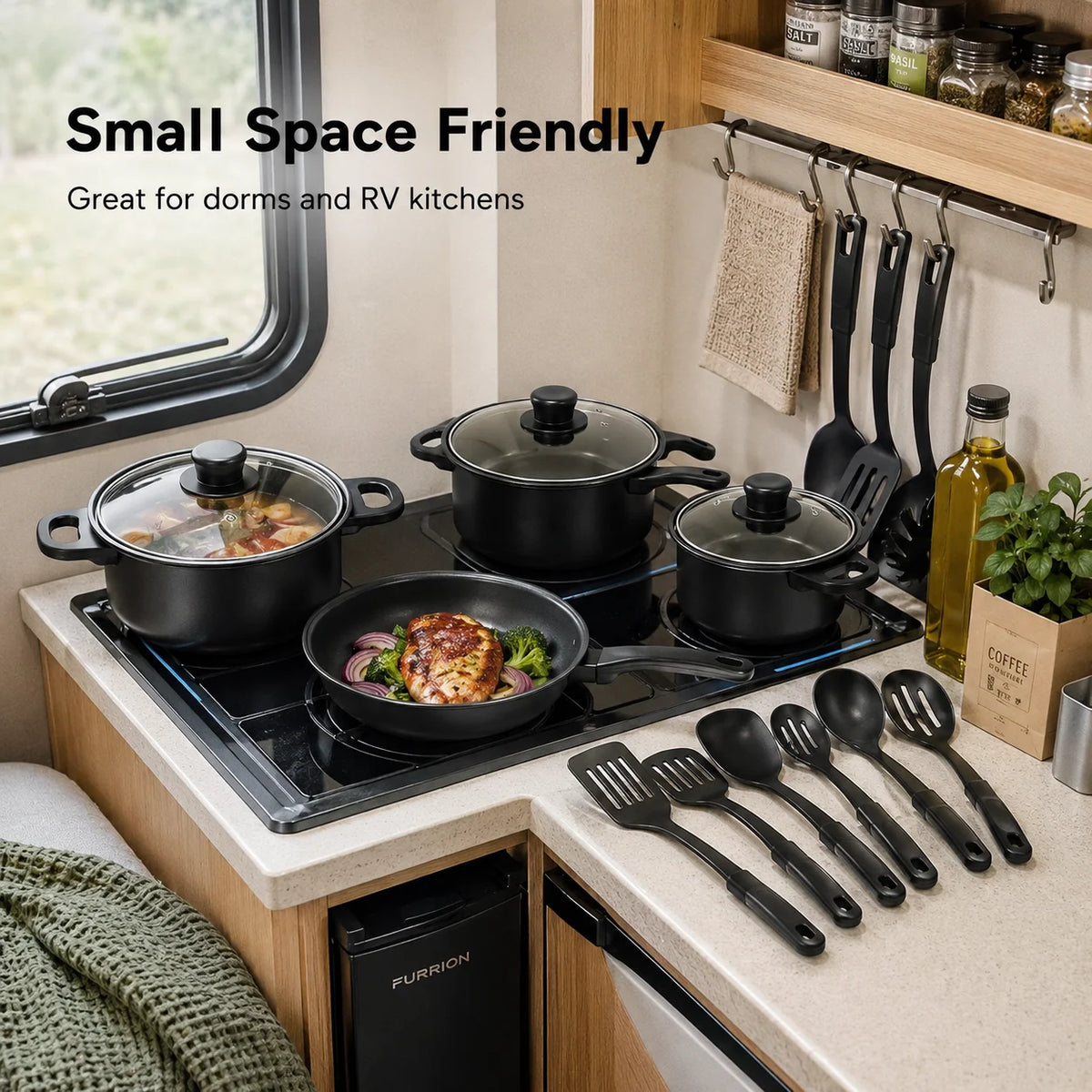 ClarionCook 13-Piece Nonstick Cookware Set  | Pots, Pan, Glass Lids & Utensils