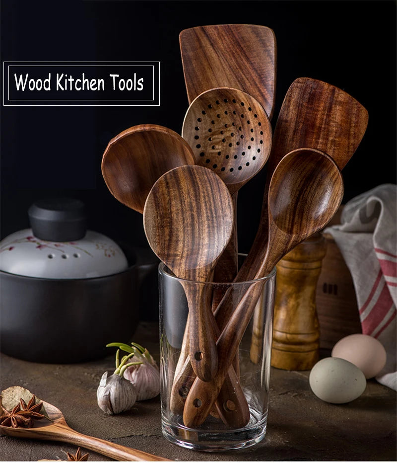Hearthwood 1-9Pcs Teak Wooden Cooking Utensil Set