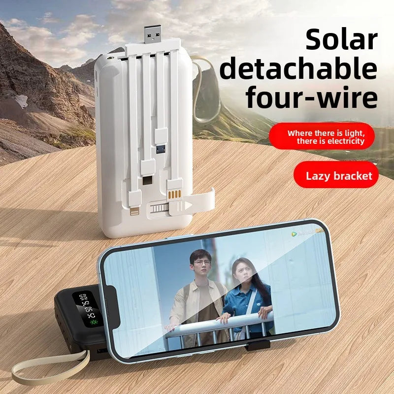 Solar Power Bank 20000mAh with Built-In Cables | Clarion Camping