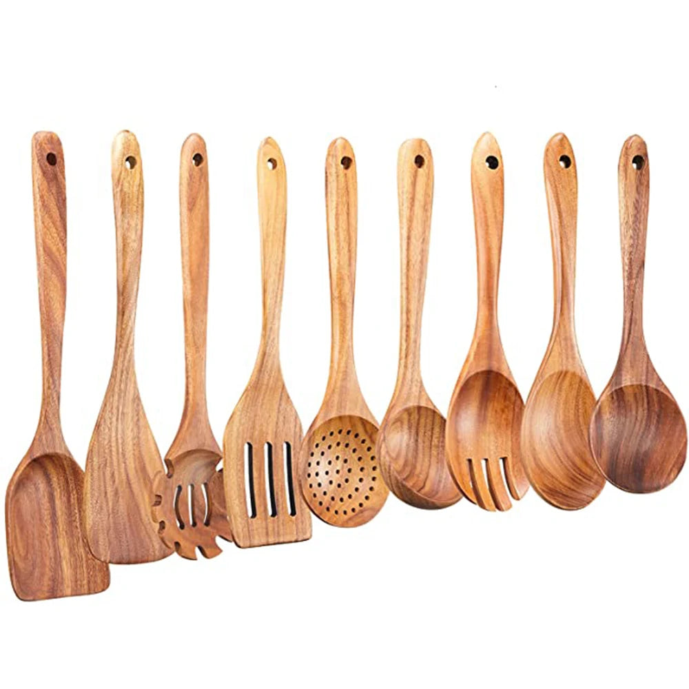 Hearthwood 1-9Pcs Teak Wooden Cooking Utensil Set
