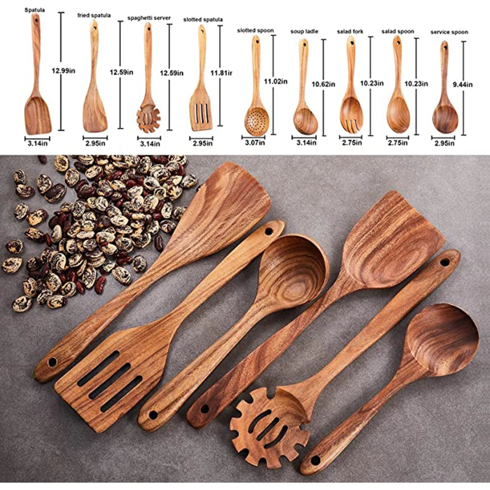 Hearthwood 1-9Pcs Teak Wooden Cooking Utensil Set