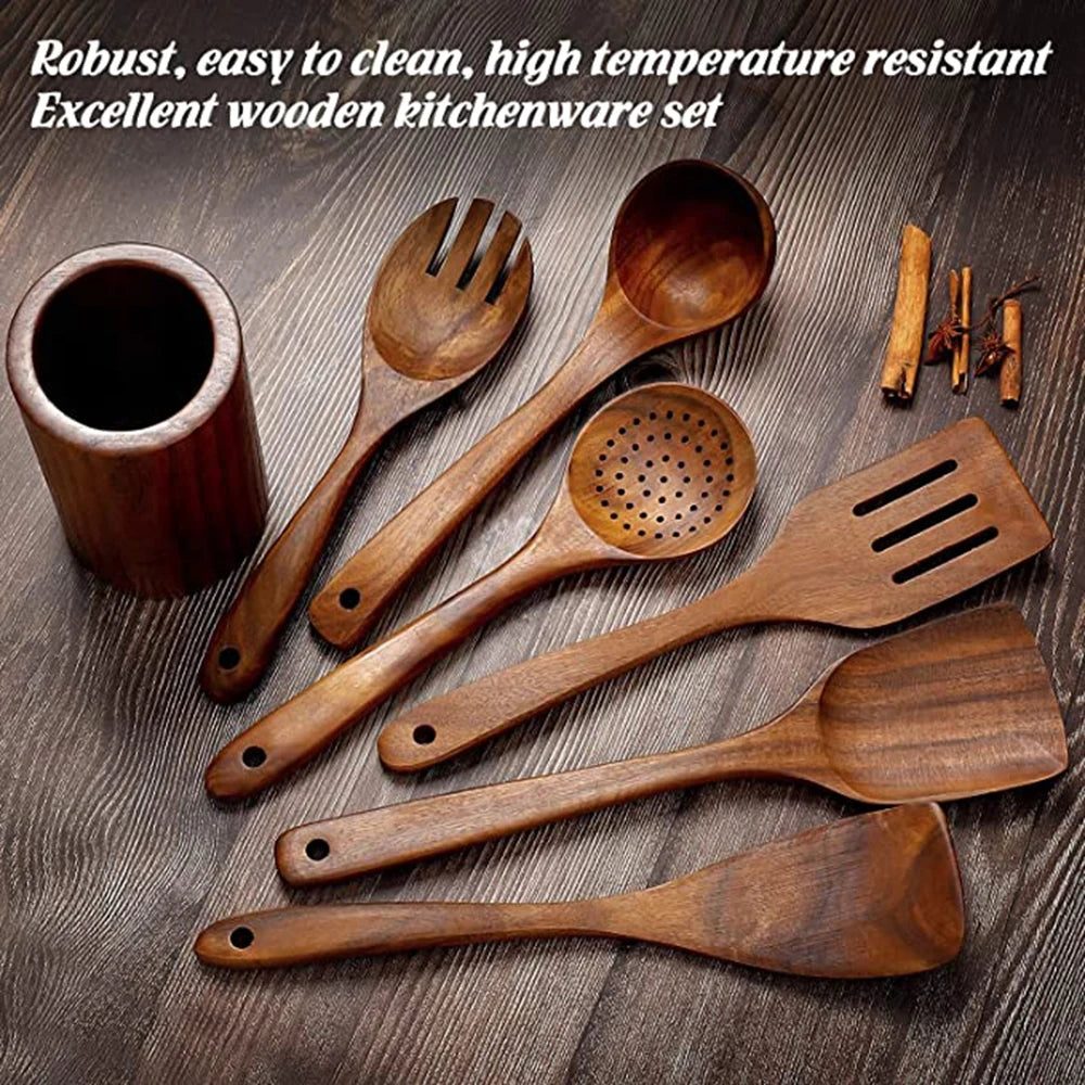 Hearthwood 1-9Pcs Teak Wooden Cooking Utensil Set