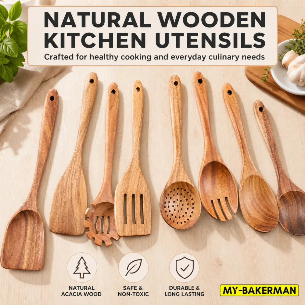 Hearthwood 1-9Pcs Teak Wooden Cooking Utensil Set