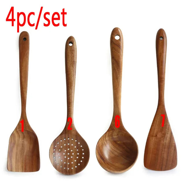 Hearthwood 1-9Pcs Teak Wooden Cooking Utensil Set