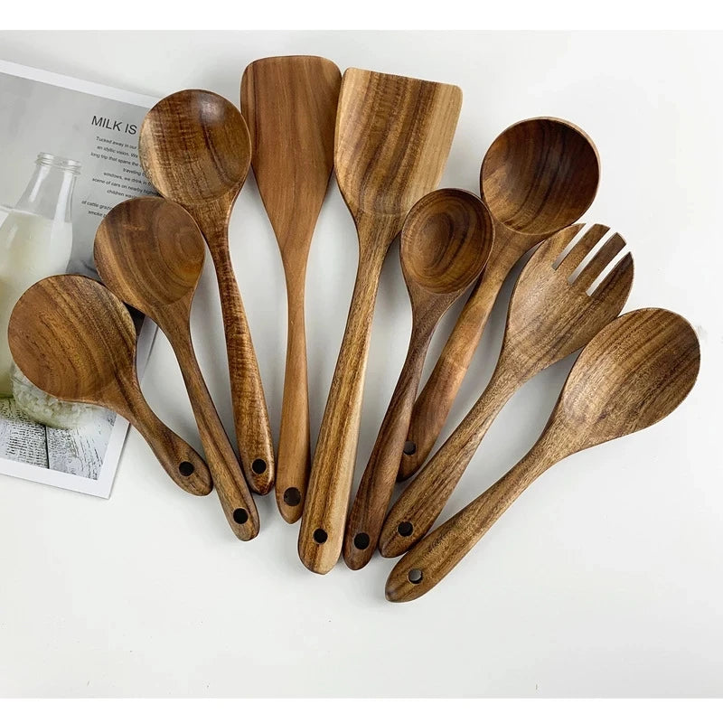 Hearthwood 1-9Pcs Teak Wooden Cooking Utensil Set